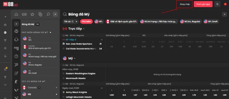 cược bóng đá Mỹ tại nền tảng crypto M88